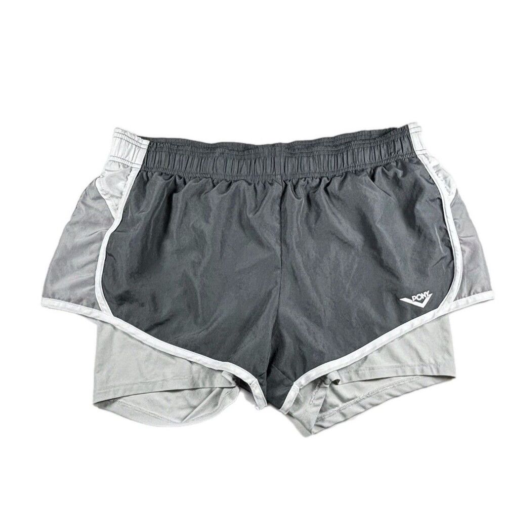 PONY Women's Athletic Shorts in gray and white with an elastic waist Size XL